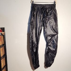 Rick Majors Ripstop Wet Look Pants Black  Black Shiny Jogger Pants Small